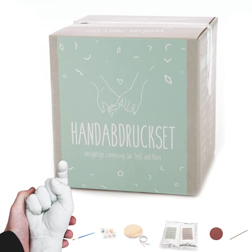 Handabdruck Set für Paare oder die Familie Handabformset aus Gips für Erwachsene [inkl. Farben, 450 Gramm Alginat, 1200 Gramm Gips & mehr] praxy von p+ praxy