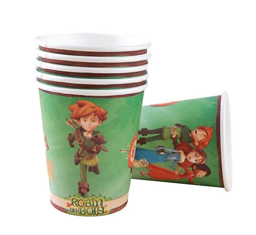 P' CLOWN - 14056 – Becher Robin des Hood – offizielles Lizenzprodukt – Zubehör zur Dekoration zum Kindergeburtstag – Set mit 8 – 25 cl von p'tit clown