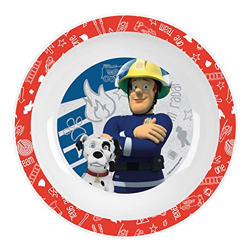 p:os 33633 - Kinderteller Feuerwehrmann Sam, Durchmesser ca. 20 cm, bruchsicher, tief, Teller für Suppen, Pasta und Salat von p:os