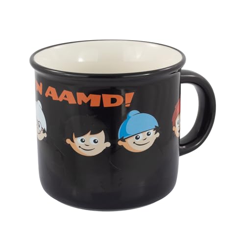 p:os 33834 - Mainzelmännchen Becher mit Farbwechsel-Effekt in schwarz, Kinder-Tasse aus Porzellan, ca. 180 ml Fassungsvermögen, für heiße und kalte Getränke von p:os
