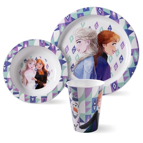 Frozen 3tlg PP Frühstückset: PP, Teller, Schale und Trinkbecher im Sleeve, Lila von p:os