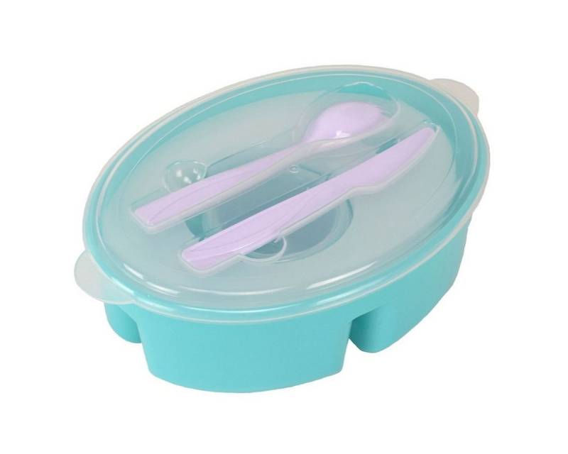 p:os Lunchbox Lunchbox Türkis mit Besteck, Soßenbecher & Kühlakku Brotdose Salatbox von p:os