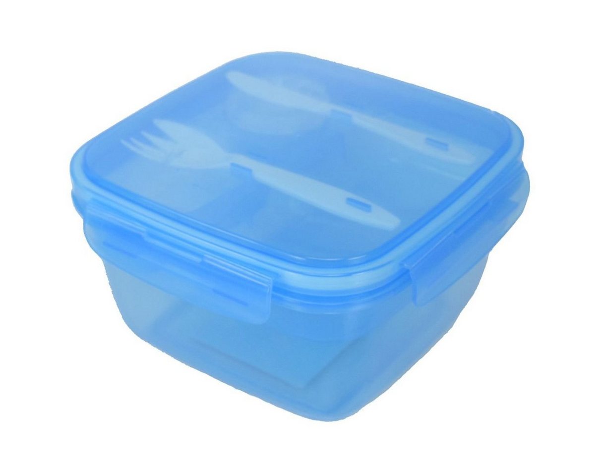 p:os Lunchbox Lunchbox blau mit Besteck und Soßenbecher Box Brotdose Salatbox Vesper von p:os