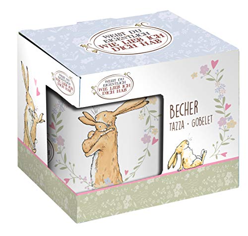p:os Weiß Du eigentlich wie lieb ich Dich hab ? Tasse Becher im Geschenkkarton (1er Pack, 200 ml, Keramik, Rund, Geschenk-Tasse) von p:os