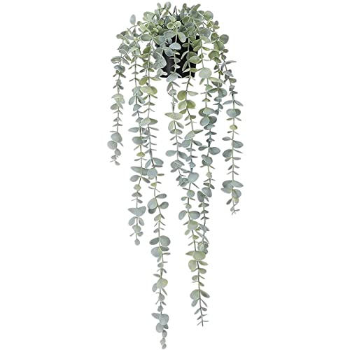 pQirnvIL 1 StüCk KüNstliche HäNgende Pflanzen GefäLschte Eukalyptus HäNgende Pflanze im Topf für Wand, Heim, Terrasse, Innen- und AußEnbereich, Dekoration von pQirnvIL