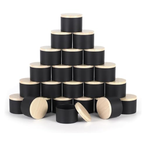 pQirnvIL 24er-Pack Schwarze 4-Unzen-Kerzendosen mit Deckel, 4-Unzen-Kerzengläser Zur Herstellung Von Kerzen in Großen Mengen, Einfache Installation und Einfache Verwendung von pQirnvIL