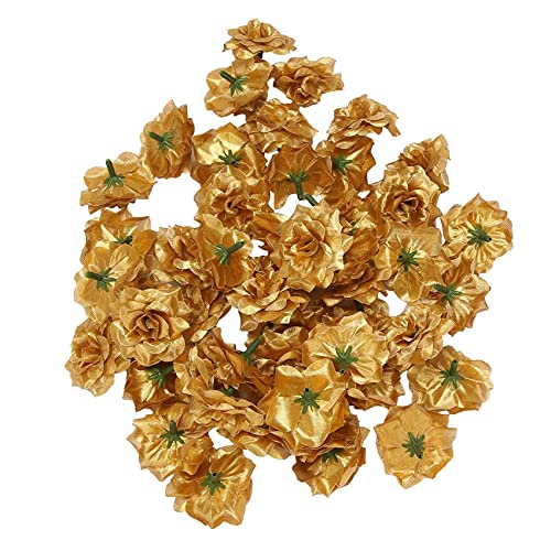 pQirnvIL 50 STK. Seide Kuenstliche Braut Clips Blumenkoepfe (Golden) von pQirnvIL