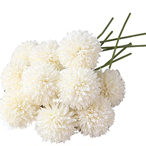 pQirnvIL Chrysantheme Ball Blumen Blumenstrauß 10 StüCk Geschenk für Wichtige Personen Glorreiche Moral (Weiß) von pQirnvIL