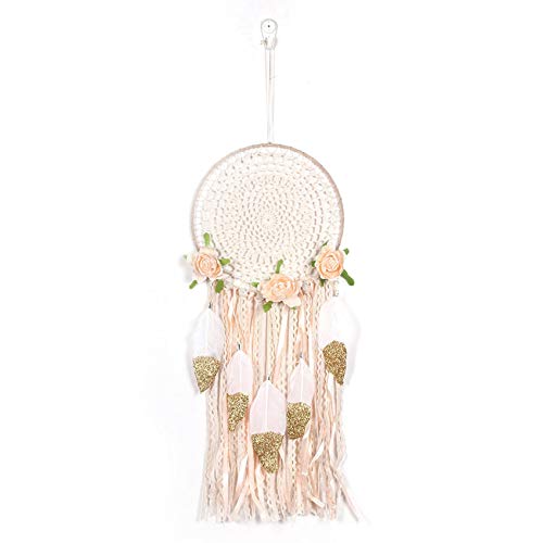 pQirnvIL Gewebte Blumen Federn FäNger Boho Makramee HäNgende FäNger DIY Wind Spiele Wand Kunst Hochzeits Dekoration von pQirnvIL