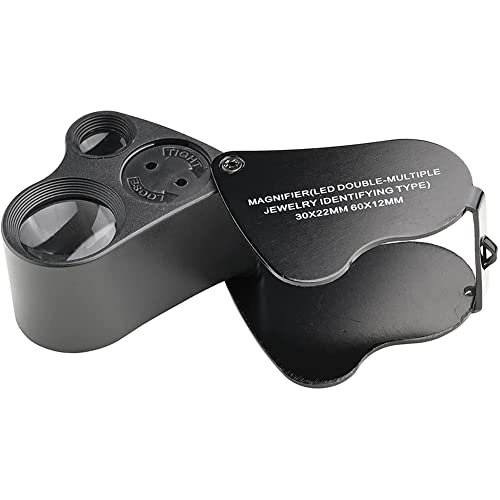 pQirnvIL LED Lupe, 30 X 60 X Beleuchtete Juweliere Lupe, Faltbare Metall Schmuck Augenlupe, für MüNzen, Briefmarken, Uhren, 1 StüCk pQirnvIL LED Lupe, 30 X 60 X Beleuchtete Juweliere Lupe, Faltbare Metall Schmuck Augenlupe, für MüNzen, Briefmarken, Uhren, 1 StüCk von pQirnvIL