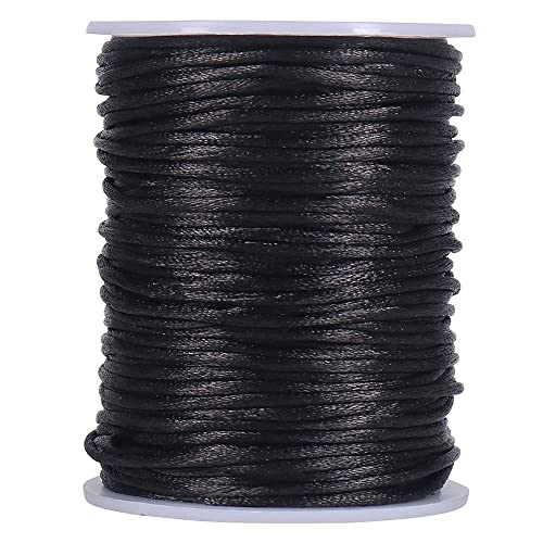 pQirnvIL Satin Rattail Polyester Schnur, 295 Fuß 2 Mm Schwarze Perlen Schnur für Makramee Arm BäNder, Schmuck Herstellung, Kunst und Kunst pQirnvIL Satin Rattail Polyester Schnur, 295 Fuß 2 Mm Schwarze Perlen Schnur für Makramee Arm BäNder, Schmuck Herstellung, Kunst und Kunst von pQirnvIL