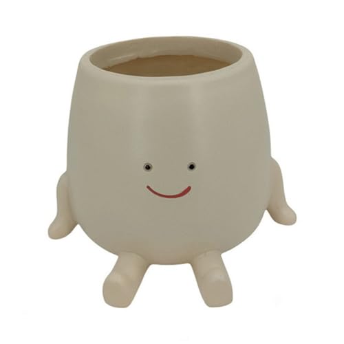 pQirnvIL Übertopf mit Lächeln-Gesicht, Lustiger Blumentopf für Pflanzen im Innen- und Außenbereich, Niedliche Pflanzgefäße mit Kopf, Dekorativer, Einzigartiger Blumentopf mit Gesicht A von pQirnvIL