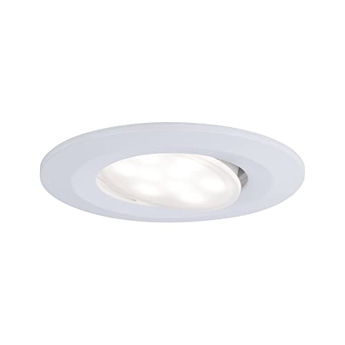 Paulmann 99930 LED Einbauleuchte Calla rund incl 1x6,5W IP65 dimmbar Einbaustrahler Weiß matt Schranklicht Kunststoff Einbaulampe 4000K von Paulmann