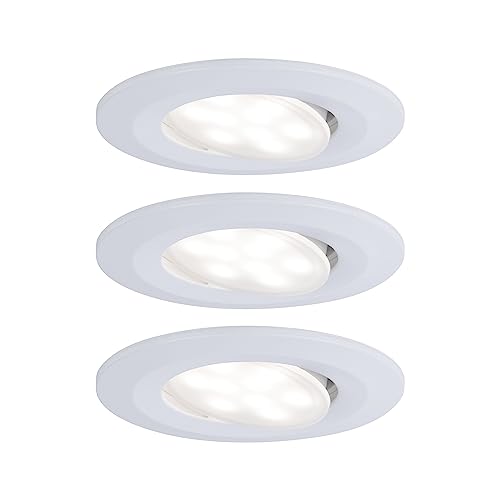 Paulmann 99931 LED Einbauleuchte Calla rund 3er Set incl 3x6,5W IP65 dimmbar Einbaustrahler Weiß matt Schranklicht Kunststoff Einbaulampe 4000K von Paulmann