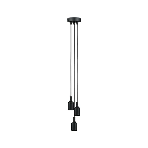 Paulmann 50382 Neordic Pendelleuchte Ketil max. 3x60 Watt Pendellampe Schwarz Deckenlampe Silikon, Metall Hängeleuchte E27 Leuchte ohne Leuchtmittel von Paulmann