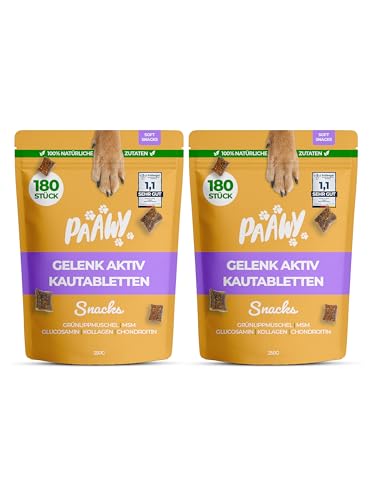 Paawy Gelenktabletten Hund I 2x180 Gelenk Aktiv Snacks als leckere Alternative zu klassischen Tabletten mit Grünlippmuschel, MSM, Glucosamin & Chondroitin I kann Gelenke & Knochen unterstützen von paawy