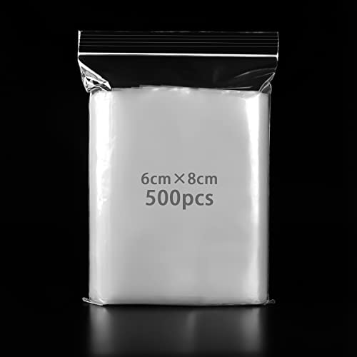 PACKRA 500Stk Druckverschlussbeutel Klein Zipper Beutel, Transparent Wiederverschließbare Plastikbeutel Beutel, Schnellverschluß Tüten, Polybeutel Verschlussbeutel Zip Tüten 6x8cm von packra
