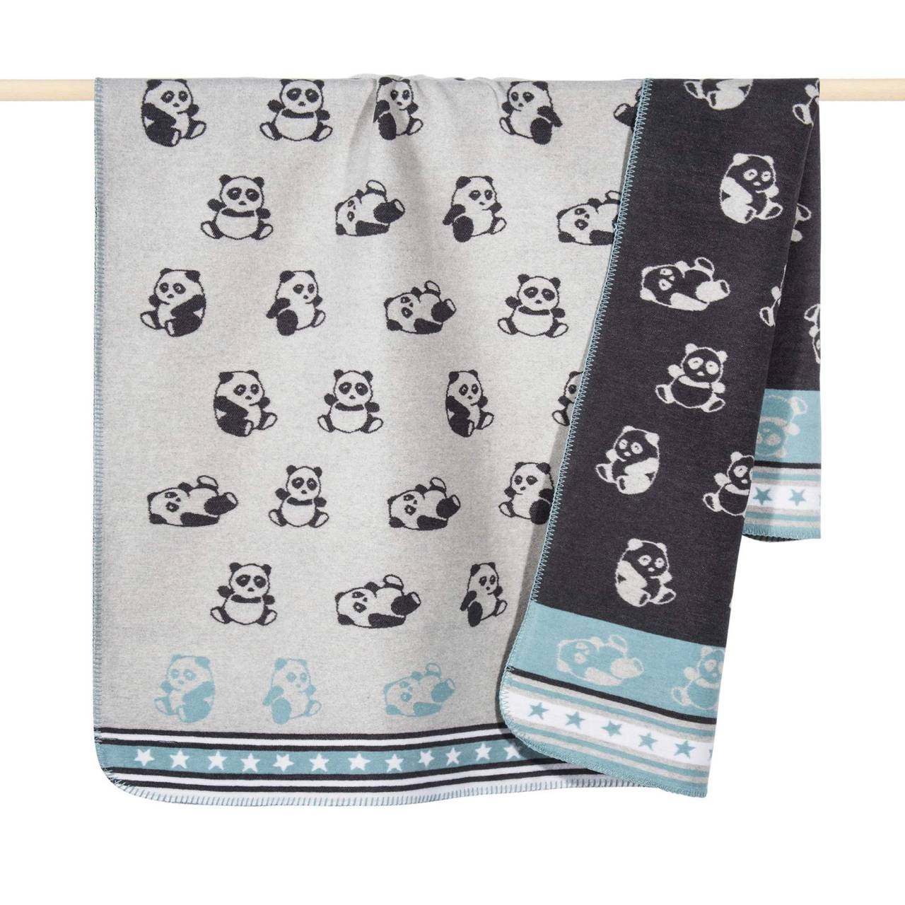 pad Babydecke Decke Panda Kinder 75x100 cm aqua grau blau von pad home design concept