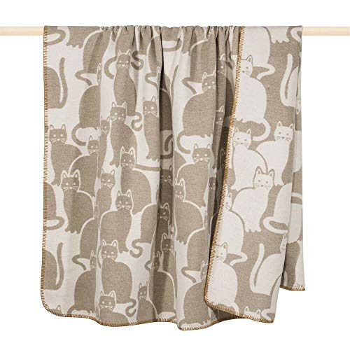 Pad - Decke - Kuscheldecke - Wohndecke - Cats/Katzen - Sand - 150 x 200 cm von pad