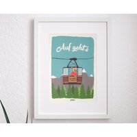 Auf Geht's - Gipfelabenteuer Mit Bulldogge Bärbel Poster A4 von paefjes