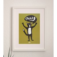 Katze/Kater Ferdinand Fauch - Poster Print A4 Olive von paefjes