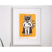 Superheld Karlo Powerkater - Poster A4 von paefjes