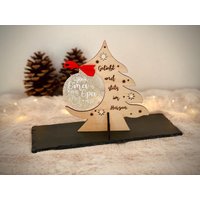 Gedenk-Weihnachtsbaum Aus Holz - "Geliebt Und Stets Im Herzen", Trauerbaum Dekoration, Erinnerungsbaum, Personalisierte Weihnachtskugel von pagaennaART