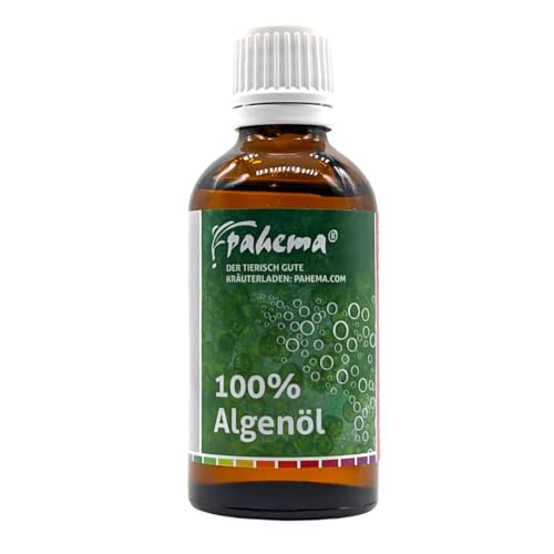 pahema Algenöl für Hunde & Katzen, hochkonzentriertes, veganes Omega-3 Öl aus Algen, mit Tropfer in Braunglasflasche (100 ml) von pahema