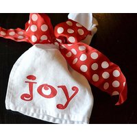 Weihnachten Joy Servietten Siebdruck Auf Weiße Baumwollmischung ... Vierer Set von paintedgypsydesigns