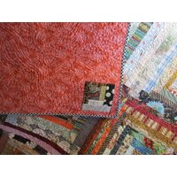 Log Cabin Patchwork Quilt/Großes Scrap Lap Size Art Mit Hängender Hülle Bemalte Quilts von paintedquilts