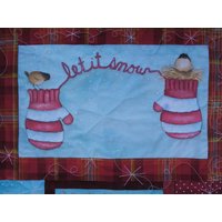 Schneemann Tischläufer Oder Wandbehang Patchwork Mit Handbemalten Blocksteinen von paintedquilts