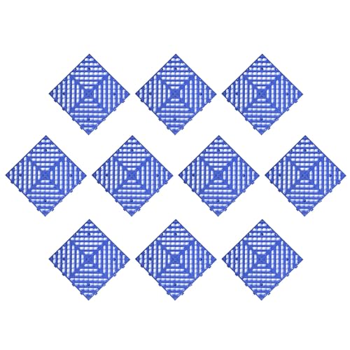 10 Stück Kunststoffpaletten, Ineinandergreifende Belüftungsbodenpalette, Langlebig, für Garage, Sauna, Festzelt, Whirlpool, Outdoor, Camping, Bodenfliesen | Entwässerungsrinnen(Blue) von paiye