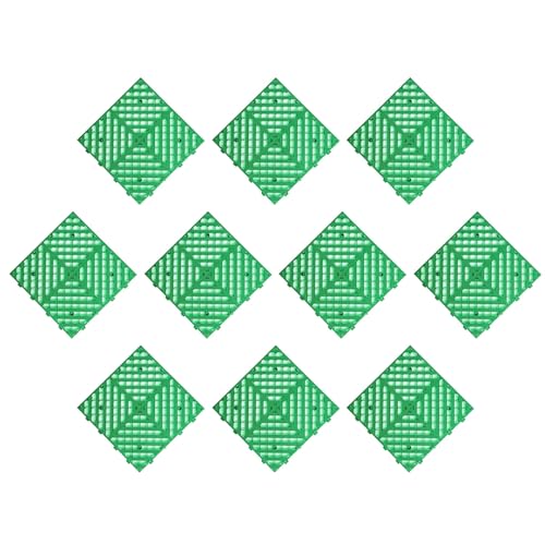 10 Stück Kunststoffpaletten, Ineinandergreifende Belüftungsbodenpalette, Langlebig, für Garage, Sauna, Festzelt, Whirlpool, Outdoor, Camping, Bodenfliesen | Entwässerungsrinnen(Green) von paiye