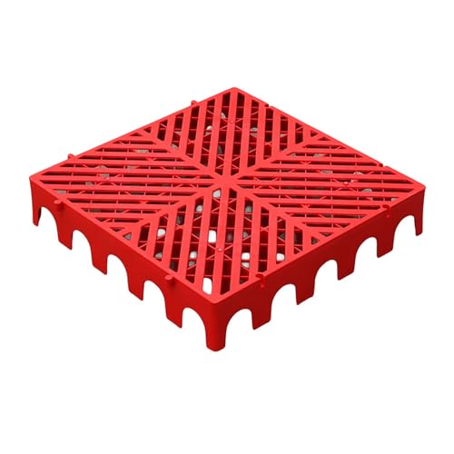 50 cm Kunststoffpalette mit Wasserdichtem Gitter, Leicht Stapelbar, Robust und Langlebig, mit Ineinandergreifender Belüftung, für Keller, Garage, Supermarkt(Red) von paiye