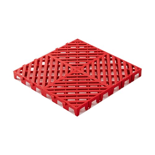 Bodenrost Kunststoff Outdoor, Industrielle Kunststoffpaletten, Mehrzweck-Spezialgitter, Steckbares Palette für Supermarkt, Restaurant, Garage(Red,50x50x5cm) von paiye