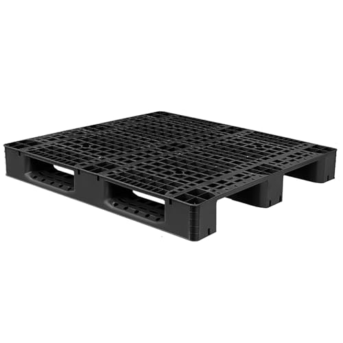 Kunststoffpalette 110 x 110 cm, Bunt, Atmungsaktiv Industrielle Kunststoffpaletten, Leichte Bodenpaletten, für Bodenbeläge, Supermarkt, Lager, Statische Tragkraft 4 Tonnen(Black) von paiye
