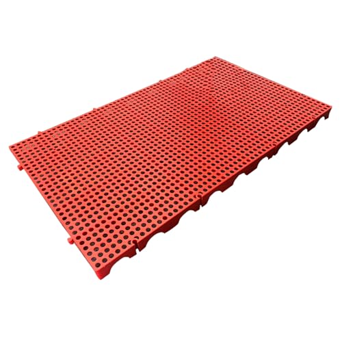 Kunststoffpaletten, 100 x 60 x 5 cm, Wasserdichte Lagergitterunterlage, Bodenrost Kunststoff, Kunststoffpalette für Fässer und Gestelle(Red) von paiye