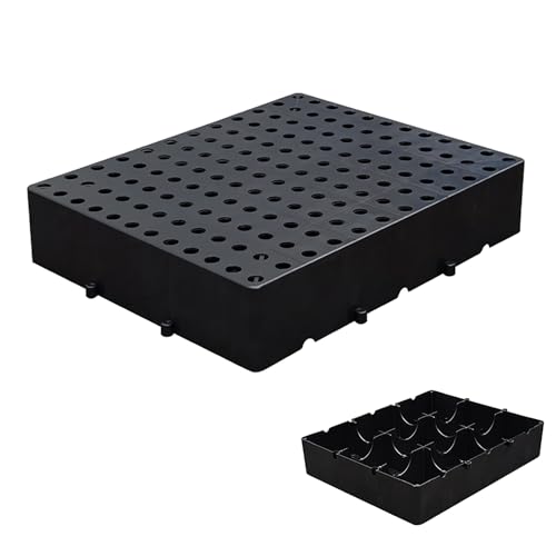 Nestbare Kunststoffpalette, 10 cm Große Wasserdichte Gittermatte für Kellerlagerung, Atmungsaktive HDPE-Bodenpaletten, für Garagen, Supermärkte und Keller(Black,50x40x10cm) von paiye