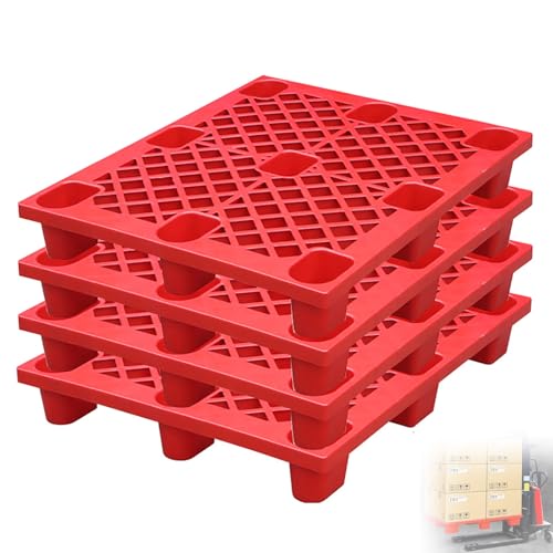 Robuste Kunststoffpalette, Rutschfestes Stapelbare Polyethylen-paletten Lagerregal, Geschäfte, Lagerhallen und Kühlhäuser, Leicht Stapelbar(Red) von paiye