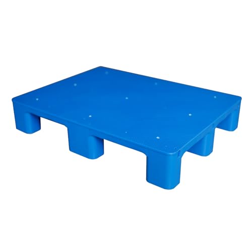 Robuste Kunststoffpaletten für Die Kellerlagerung, Leicht Stapelbar, Flachpalette für Bodenlager, Supermarktlager, Traglasten von 2–4,5 T, Blau(80 x 60 x 14 cm) von paiye