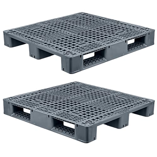 Stapelbare Polyethylen-paletten 110 x 110 cm Kunststoffpalette aus Polyethylen Hoher Dichte, Waterproof Floor Pallet Gitter mit Hoher Tragkraft(Gray) von paiye