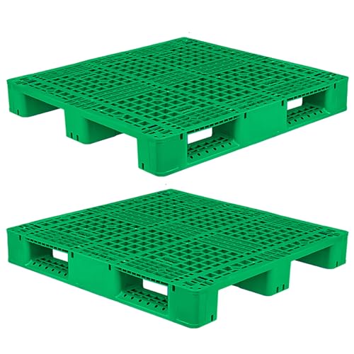 Stapelbare Polyethylen-paletten 110 x 110 cm Kunststoffpalette aus Polyethylen Hoher Dichte, Waterproof Floor Pallet Gitter mit Hoher Tragkraft(Green) von paiye