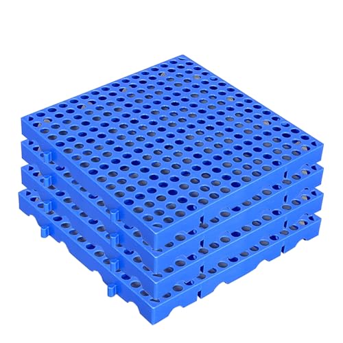 Wasserdichtes Kunststoffpalette, Bodenrost Kunststoff, 4er-Packung Stapelbarer Leichte Kunststoffpaletten für Keller, Frachtlagerung, Supermarkt(Blue,30x30cm) von paiye