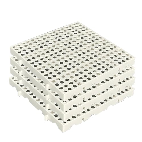 Wasserdichtes Kunststoffpalette, Bodenrost Kunststoff, 4er-Packung Stapelbarer Leichte Kunststoffpaletten für Keller, Frachtlagerung, Supermarkt(White,40x40cm) von paiye