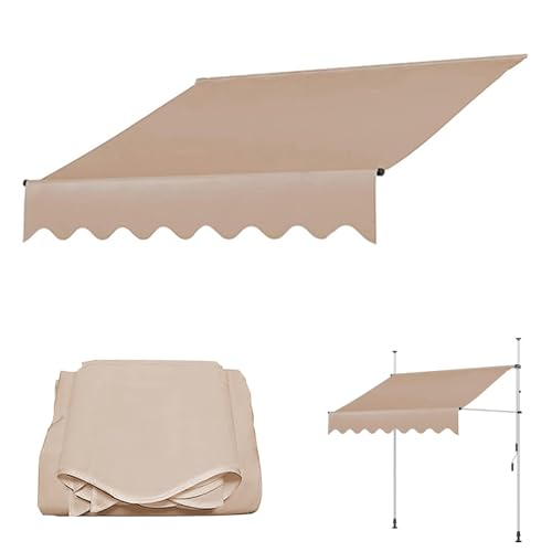 paiye Ersatz für Einziehbare Klemmmarkise, Sonnenschutzdach für Einziehbare Markisen, UPF50 UV Schutz (Color : Khaki, Size : 250cm) von paiye