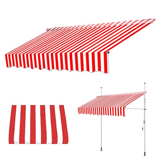 paiye Ersatz für Einziehbare Klemmmarkise, Sonnenschutzdach für Einziehbare Markisen, UPF50 UV Schutz (Color : White Red, Size : 350cm) von paiye