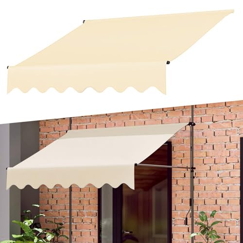 paiye Ersatz für Terrassen Klemmmarkise, Polyester Überdachung mit UV Schutz, Wasserabweisende Sonnenschutzabdeckung (Color : Beige, Size : 350cm) von paiye