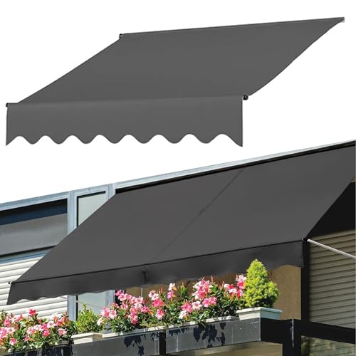 paiye Ersatz für Terrassen Klemmmarkise, Polyester Überdachung mit UV Schutz, Wasserabweisende Sonnenschutzabdeckung (Color : Grau, Size : 300cm) von paiye