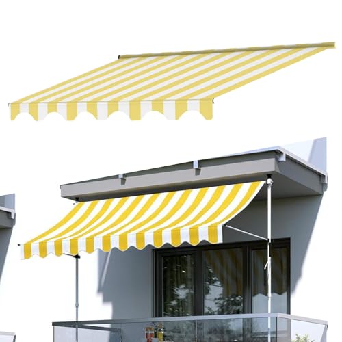 paiye Ersatz für Terrassen Klemmmarkise, Polyester Überdachung mit UV Schutz, Wasserabweisende Sonnenschutzabdeckung (Color : White Yellow, Size : 300cm) von paiye