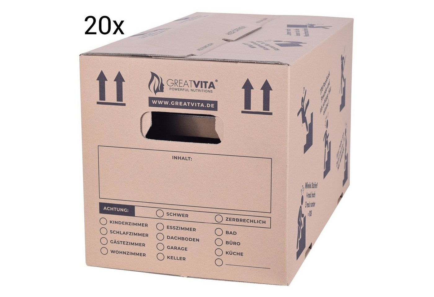 pajoma® Aufbewahrungsbox XXL Umzugskarton (Spar-Set, 20 Stück), Profi Aktenkarton 2-wellig, extra stabil bis 40 kg von pajoma®